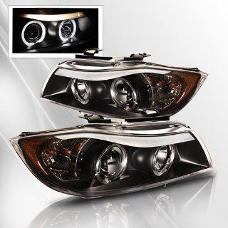 BMW 3 series (E90) 325i 328i 330i 335i 06 07 08 4DR Halo Amber Projector Headlights ~ pair set (Black): Automotive