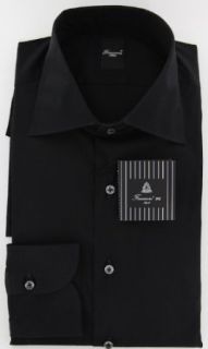 New Finamore Napoli Black Shirt S/S at  Mens Clothing store