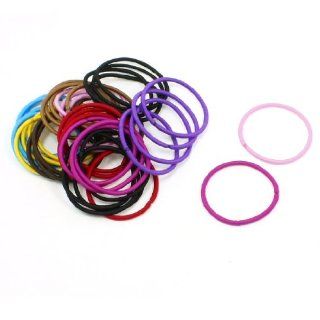 40 Pcs Assorted Color Rubber Elastic Fabric Hair Tie Polytail Holder : Ponytail Holders : Beauty
