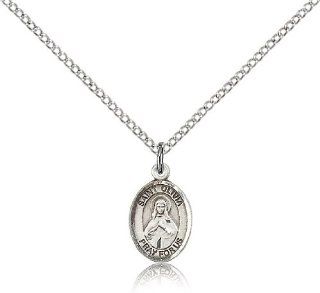 .925 Sterling Silver Saint St. Olivia Medal Pendant 1/2 x 1/4 Inches Trivigliano, Italy 9312  Comes with a .925 Sterling Silver Lite Curb Chain Neckace And a Black velvet Box: Jewelry