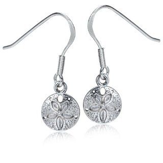 925 Sterling Silver Sand Dollar Dangle Earrings: Jewelry