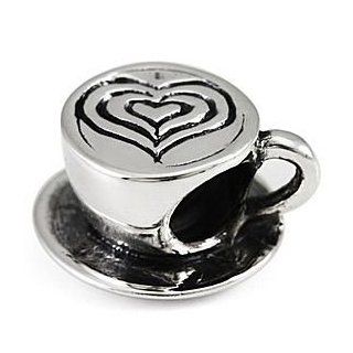 Authentic OHM Love My Latte Coffee Cup 925 Sterling Silver Bead fits European Charm Bracelet: Jewelry