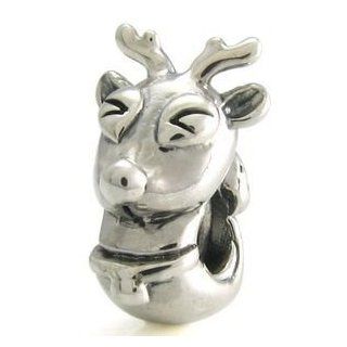 Baby Reindeer 925 Sterling Silver Authentic Ohm Christmas Charm Bead fits European Charm Bracelet: Jewelry