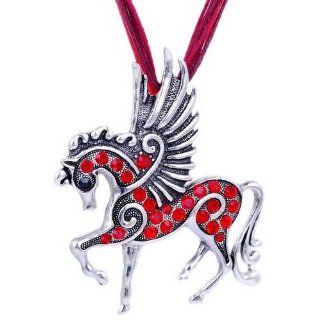 Fashion Girl/ Ladys Costume Horse pendant necklace Alloy Rhinestone Party Red Jewelry