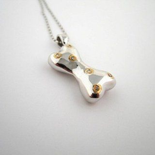 Sterling and Gold Diamond Dog Bone Charm by TL Garcia   Frontgate : Pet Coats : Pet Supplies