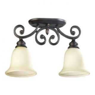 Quorum 3254 2 86 Bryant   Two Light Semi Flush Mount, Oiled Bronze Finish with Amber Scavo Glass   Close To Ceiling Light Fixtures  