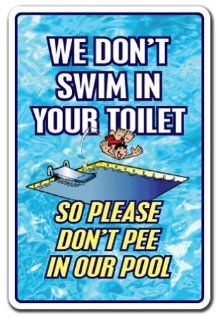 HIGH LEVELS OF PEE IN POOL Warning Sign funny signs : Street Signs : Patio, Lawn & Garden