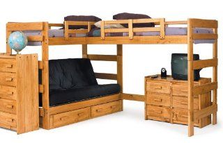 L Shaped Futon Loft Bed with Underbed Storage   Bunk Beds