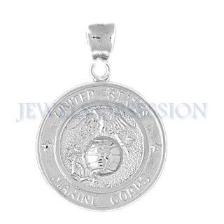 14K White Gold United States Marine Corps Pendant Jewels Obsession Jewelry