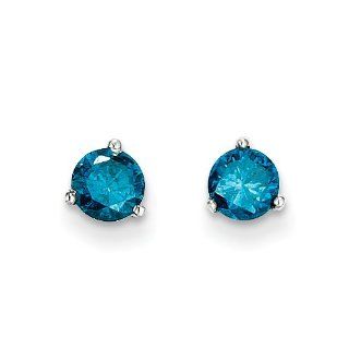 14k .75ct Blue Diamond Stud Earrings: Jewelry
