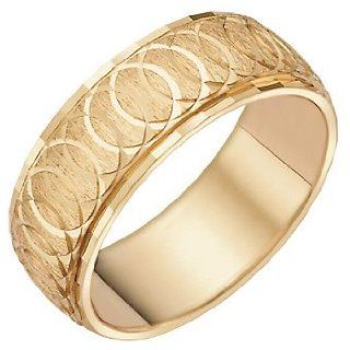 SR16 938 ST Circles of Love Modest Weight Engraved Gold Wedding Ring.: Jewelry