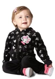 Disney Baby Girls Infant Minnie Mouse 2 Piece Bow Velour Hoodie Set, Black, 12 Months: Clothing