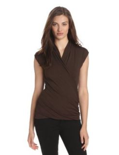Vince Camuto Women's Sleeveless Wrap Front Top, Earth, Small