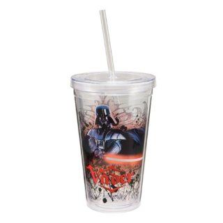 Vandor Star Wars Darth Vader 18 Ounce Acrylic Travel Cup with Lid and Straw, Multicolored: Kitchen & Dining