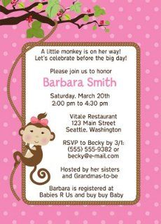 Girl Monkey Baby Shower Invitation: Health & Personal Care
