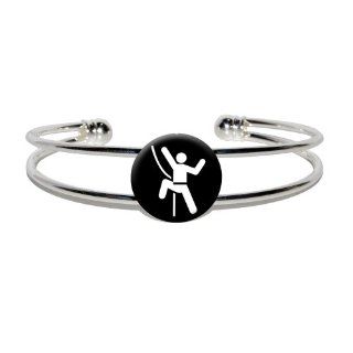 Rock Climbing Repelling Belay   Novelty Silver Plated Metal Cuff Bangle Bracelet : Other Products : Everything Else