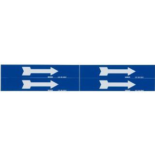 Brady 93247 1 1/8" Height, 7" Width, 1"   2 1/2" Outside Pipe Diameter, B 946 High Performance Vinyl, White On Blue Color Self Sticking Vinyl Arrow: Industrial Warning Signs: Industrial & Scientific
