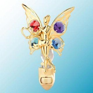 24k Gold Fairy with Heart Night Light   Multicolored Swarovski Crystal: Baby