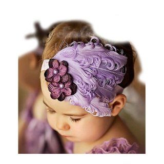 HuaYang Baby Newborn Toddler Girls Feather Headband Head Wear Photography Prop(Purple): Infant And Toddler Hair Accessories: Clothing