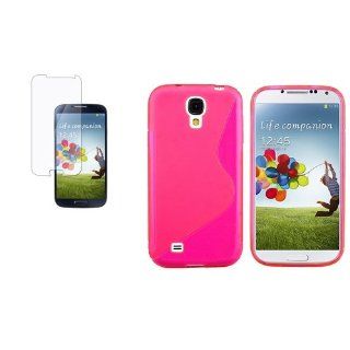 CommonByte Pink S Shape TPU Gel Case Cover+Clear Protector for Samsung Galaxy S 4 SIV i9500: Cell Phones & Accessories
