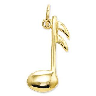 14k Polished Flat backed Musical Note Charm, Best Quality Free Gift Box Satisfaction Guaranteed: Pendant Necklaces: Jewelry