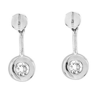 14k Gold Bezel Set Earrings with 0.15cttw of Diamonds: Jewelry