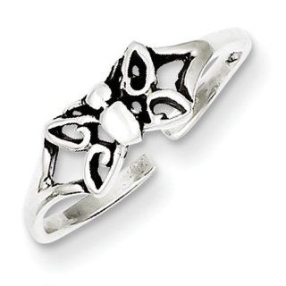 Sterling Silver Antiqued Butterfly Toe Ring, Best Quality Free Gift Box Satisfaction Guaranteed: Jewelry