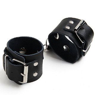 Passion Bondage Restraints Black Leather Ankle Fetish Cuffs J1196: Health & Personal Care