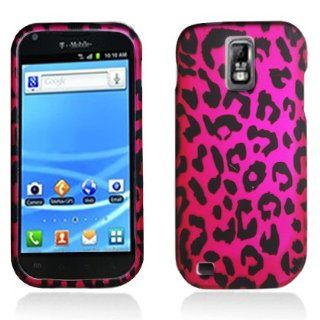 Aimo Wireless SAMT989PCLMT186 Durable Rubberized Image Case for T Mobile Samsung Galaxy S2 T989   Retail Packaging   Hot Pink Leopard: Cell Phones & Accessories