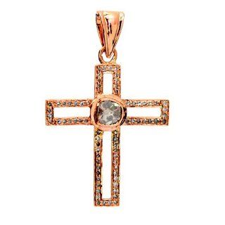 14kt Yellow Gold Diamond Pave Cross Pendant Vintage Style Jewelry Jewelry