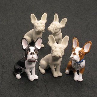 5 Pcs. Unpainted Ceramic DIY Boston Terrier Figurine Ready To Paint Dog Lover Crafting Projects: Everything Else