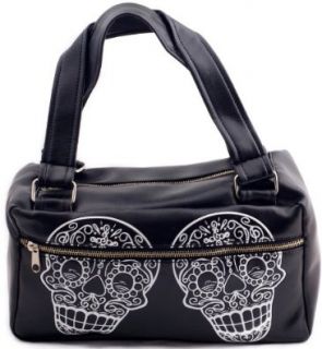 Lux DeVille Handbag Sugar Skulls Day of the Dead Purse Vegan Black Vinyl Rockabilly Punk Day Bag Shoes