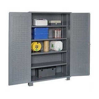 48"W Welded Heavy Duty Cabinet W/Louvered Panels/ Interior Shelves Flush Door : Storage Cabinets : Office Products