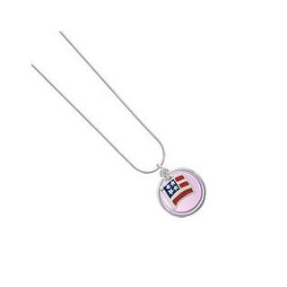 Mini Flag   Usa Light Purple Pearl Acrylic Pendant Snake Chain Charm Necklace: Jewelry