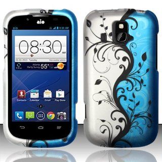 Rubberized Plastic Blue Vines Hard Cover Snap On Case For ZTE Overture Z995 (StopAndAccessorize): Cell Phones & Accessories