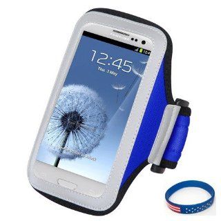 Premium Sport Armband Case for ZTE Z998   Navy Blue + Star Strips Silicon Wristband: Cell Phones & Accessories