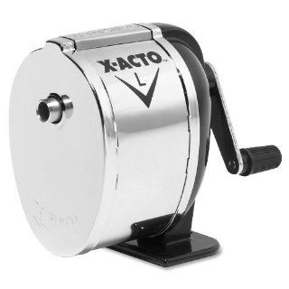 X Acto 1041 Model l table  or wall mount pencil sharpener, chrome receptacle, black base, 1 Unit : Boston Pencil Sharpener : Office Products