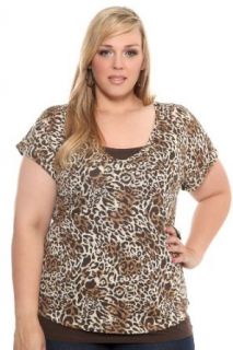 Brown Animal 2 Fer Top at  Womens Clothing store