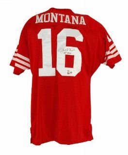 Autographed Joe Montana San Francisco 49ers Red Throwback Jersey Inscribed HOF 2000 at 's Sports Collectibles Store