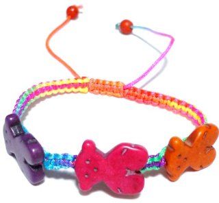 Handcrafted Teddy Bear Bracelet   Multicolor Cord Macrame Adjustable Bracelet  By Jewelry Designer: Everything Else
