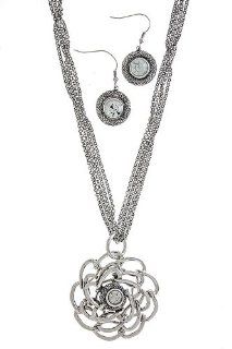 Trendy Jewelry   METAL FLOWER PENDANT NECKLACE   By Fashion Destination  Free Shipping (Antique Silver): Fashion Destination: Jewelry