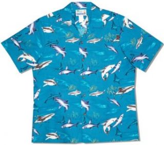 Sharks Men's Hawaiian Aloha Cotton Shirt at  Mens Clothing store Button Down Shirts