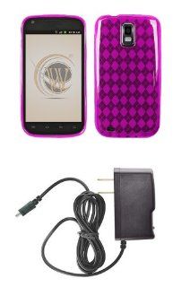 Samsung Galaxy S II SGH T989 (T Mobile) Premium Combo Pack   Magenta Purple Thermoplastic Polyurethane TPU Gel Skin Case Cover + Atom LED Keychain Light + Wall Charger: Cell Phones & Accessories