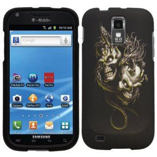Black Silver Dragon Skull Rubberized Coating Hard Case Cover for Samsung Galaxy S2 SII T989/T Mobile + Screen Protector Film + Black Jaw Stand: Cell Phones & Accessories