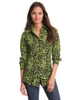 Wrangler Women's Fashion Rhinestone Long Sleeve Shirt, Green/Black, Small Button Down Shirts
