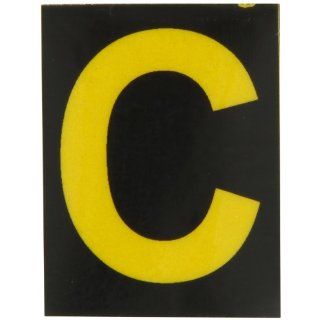 Brady 5890 C Bradylite 1 7/8" Height, 1 3/8 Width, B 997 Engineering Grade Bradylite Reflective Sheeting, Yellow On Black Reflective Letter, Legend "C" (Pack Of 25) Industrial Warning Signs