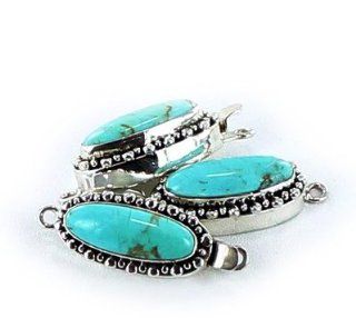 AAA ELONGATED LIGHT BLUE TURQUOISE STERLING CLASP!~: Everything Else