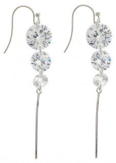 Sterling Silver Dangling Earrings with "AAA" Quality Clear Cubic Zirconia: Jewelry