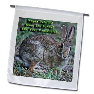 fl_28930_1 Lee Hiller Photography Vegan Slogans   Vegan Slogans Vegan Rule 2 Obey The Bunny Eat Your Vegetables   Flags   12 x 18 inch Garden Flag : Outdoor Flags : Patio, Lawn & Garden