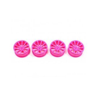 Boom Racing #BRTR 2086PK 10 Spoke Wheel Set (4Pcs) For 1/10 RC Car 26mm Pink for Kyosho FW 05R Toys & Games